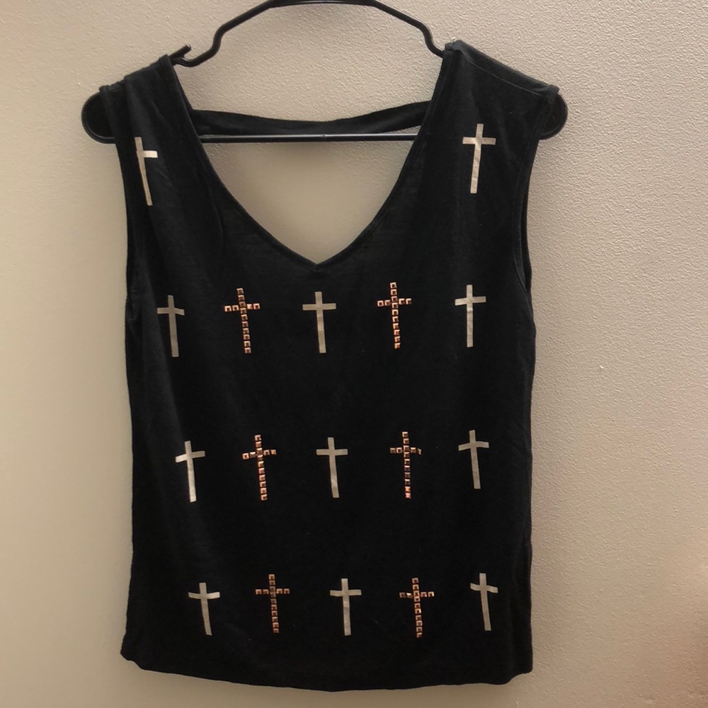 Cross embroidered tank top